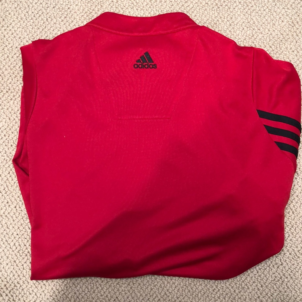 Adidas L Red ClimaCool 1/4 zip pullover sweater